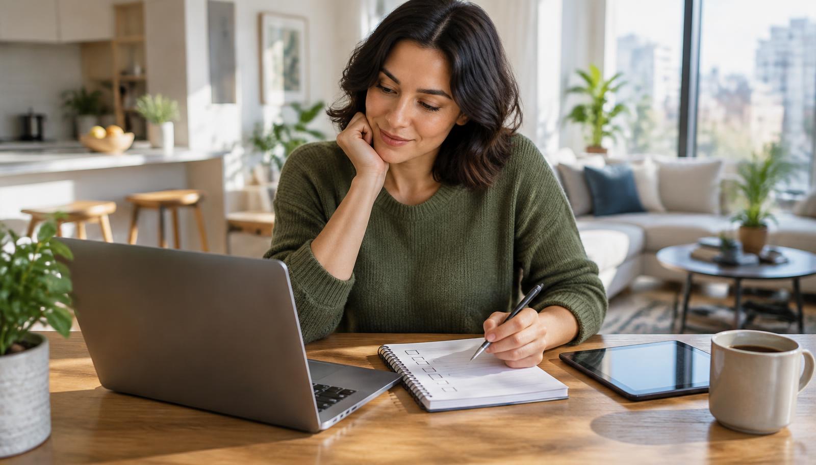 A learner in the UAE comparing online English academies on a laptop